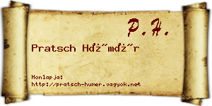 Pratsch Hümér névjegykártya